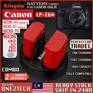 🔋Ready Stock📸 CANON LP-E6N Compatible Kingma 2 Battery Combo Set for CANON DSLR EOS 5D 5D3 5D2 7D 60D 6 D 70D 80D