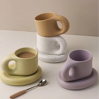 Nordic Simple Creative Fat Ceramic Mug Cute Mug Fat Plate Combination Ins Creative Simple Fat Ceramic Cup Gift Cup for friends