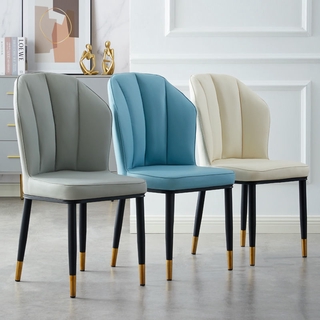 🔥Ready stock🔥 Light luxury [Armrest + High Comfort Cushion seat + Gold Metal Legs] Office/Dining/Makeup Arm Chair Designer Chair