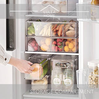 LullaHome Stackable Refrigerator Compartment Drawer Organizer Fridge Storage Container Box Kitchen Desk Freezer Cabinet