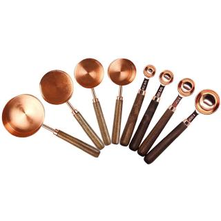 Copper Stainless Steel Measuring Cups and Spoons Set of 8 Gorgeous & Heavy Duty, Mirror Polished, Ideal For All Ingredients