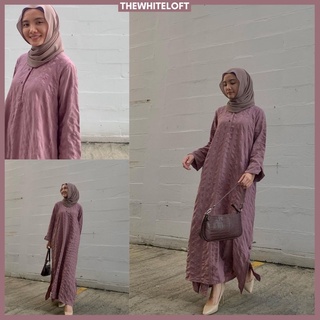 Readystock Haurabelle Jasmine Kaftan Ironless Holiday Series Bubble Cotton Long Kaftan Blouse Muslimah Fashion Murah