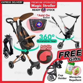 Magic Stroller [UPGRADED] Foldable 2 Way Facing Compact Baby Stroller Rotatable Seat Ultralight 2 Way Cabin Stroller