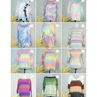 SHEIN mostly sold out item /knitwear/tye die/sweatshirt/pureknit/croptop/rainbow/colourful/paddle pop/2tone/3tone