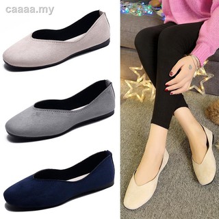 Korean Wemon's Flat-soled Lazy Loafers Grandmother's Shoes Plus Size 35-42