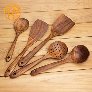Wooden Spoons, 5-Piece Reusable Kitchen Utensils Set for Cooking