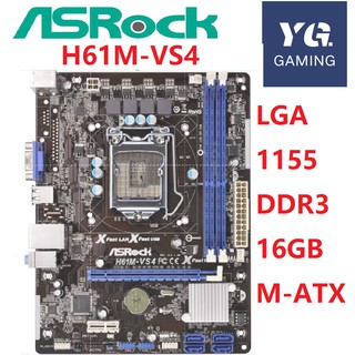 Used, 100% ASRock H61M-VS4 H61 H61M LGA 1155 DDR3 RAM 16G Integrated graphics Motherboard
