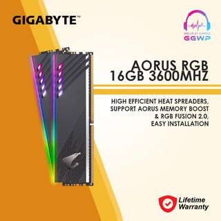 GIGABYTE AORUS Dual Channel Ram RGB Memory 16GB (2x8GB) 3600MHz DDR4