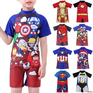 Kids Boy Spiderman Swimming Suit Swimwear Baju Renang Kanak Sunscreen Quick-dry