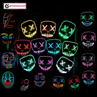 WONDERLAND Halloween Mixed Color Led Mask Party Masque Masquerade Masks Neon Maske Light Glow In The Dark Horror Mask Glowing Mask