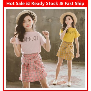 【11.11 Free Shipping】【TAYLUO】Cotton Short Sleeve Girls Clothing Girl Dresses For Kids 2pcs Set Kids Kids Suit Dress 110-160 Size
