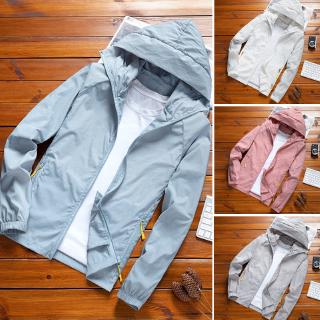 HOT!! Summer Plain Hooded Ultra-light Jackets Windbreaker Outdoor Wear 4 Colors