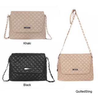 Trendy Quilted Chain Leather Sling Bag Crossbody Handbag
