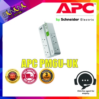 APC Surge Protector PM6U-UK Essential SurgeArrest Power Extension with 6 Outlets, 230V, UK 3-Pin Plug