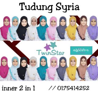 Tudung Syria Twinstar (10 color) 2 in 1 inner