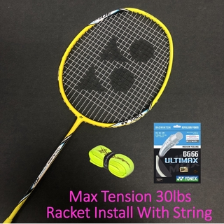 YONEX Arcsaber Light Install With String Yonex Bg66 Ultimax + Tattoo Grip Badminton Racket