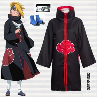 Naruto Akatsuki Cloak Robe Anime Cosplay Costume set Adult Halloween Party Dress