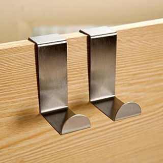 LiveCity 2Pcs S Shape Stainless Steel Over Door Hooks Kitchen Bathroom Cabinet