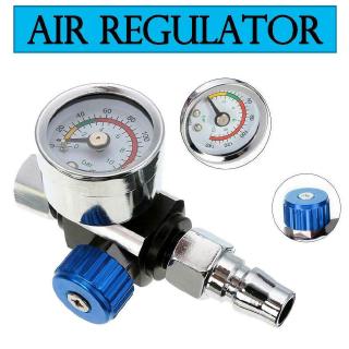 1/4" Mini Air Regulator Valve Tool Tail Pressure Gauge+Nozzle For Spray Gun