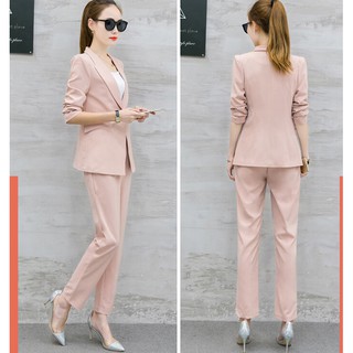 Woman Top and Bottoms Suit Coat and Long Pants Jacket office lady