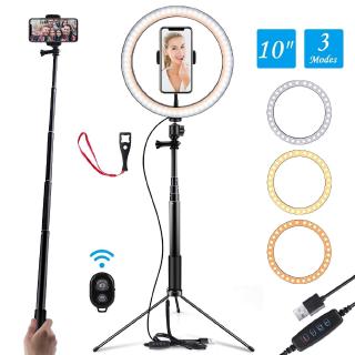3-in-1 mobile phone selfie stick with wireless remote shutter LED beauty ring light for selfie / live performance