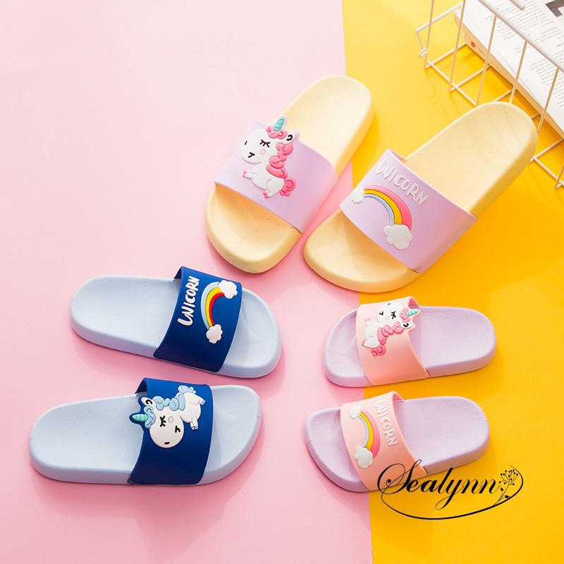 【Sealynn】kids Sandal Unicorn Girls / Boys Shoes Beach Soft and Comfortable Summer Flat Shoes Children Slippers (1)