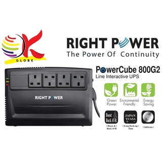 RIGHT POWER 800VA UPS (POWERCUBE 800G2) AVR AVS AUTOMATIC VOLTAGE STABILIZER REGULATOR 4 BRITISH UK OUTPUT, RS-232 & USB
