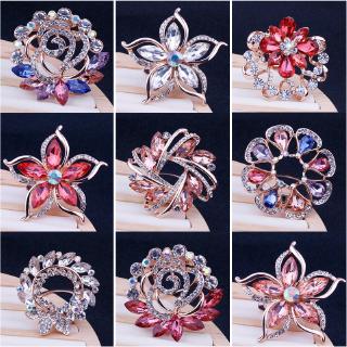 🔥🔥🔥<Ready Stock> Multi-use Crystal Rhinestone Flower Ring Tudung Bawal Scarf Ring Scarf Buckle Clip Shawl Buckle Fashion Brooch