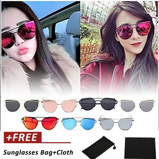 Cat Eye Metal Frame Colored Lens UV400 Protection Sunglasses Flip Up Sun Glasses
