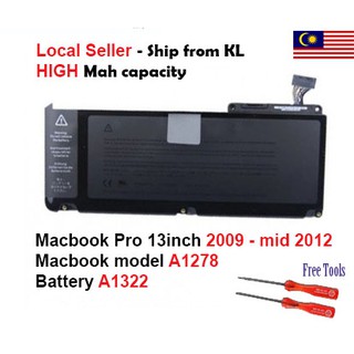 READY STOCK (ORIGINAL) A1278 MacBook Pro 13 A1278 2009 2010 2011 mid 2012 Replacement Battery A1322