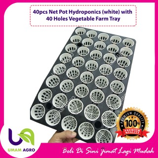 Seeding tray /Plastic Nursery Seed Germination Tray Seedling Tray (40 Hole) With 40pcs Net Pot Hydroponics (White)