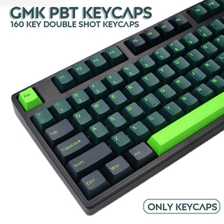 160 Keys Cherry Profile Double Shot PBT Keycap Personality Sound Wave Black Green Keycaps For Mechanical Keyboard (1)