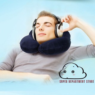 S.R-Inflatable Soft Car Travel Head Neck Rest Air Cushion U Pillow Sleep