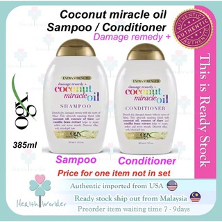 [Ready Stock]•385ml• USA - Shampoo or Conditioner •OGX Extra Strength Damage Remedy + Coconut Miracle Oil