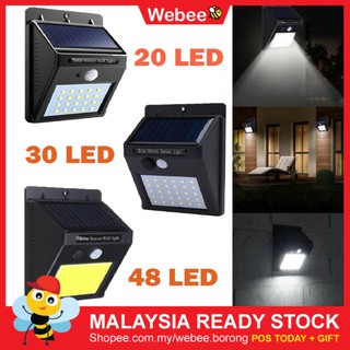READY STOCK🎁WEBEE Energy Saving Solar Power Lamp Lampu 20 LED 40 COB Bright Lights Motion Sensor Waterproof