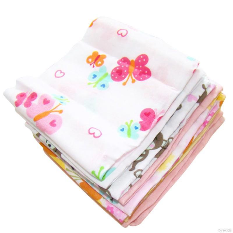 8Pcs/Set Baby Cute Cartoon Print Saliva Towel