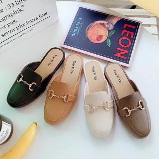 New Outer Wear Flat Fashion Metal Korean Student Half Slippers