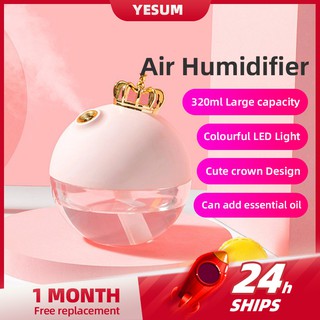 【24H SHIPS】Cute Crown Design Ultrasonic Home Air Humidifier Diffuser Purifier Aromatherapy Car Humidifier LED Light