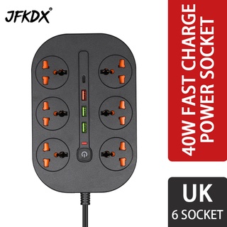 UK extension plug 3000W smart power socket 6 jacks + 4 USB PD 20W fast charge 5V QC 3.0 for iPhone Samsung Huawei Xiaomi