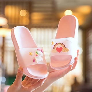 Ready Stock _ Influencer Unicorn Parent-Child Indoor Girls Slippers Tik Tok Same Style Cute Anti-Slip Bathroom Princess Children's Sandals