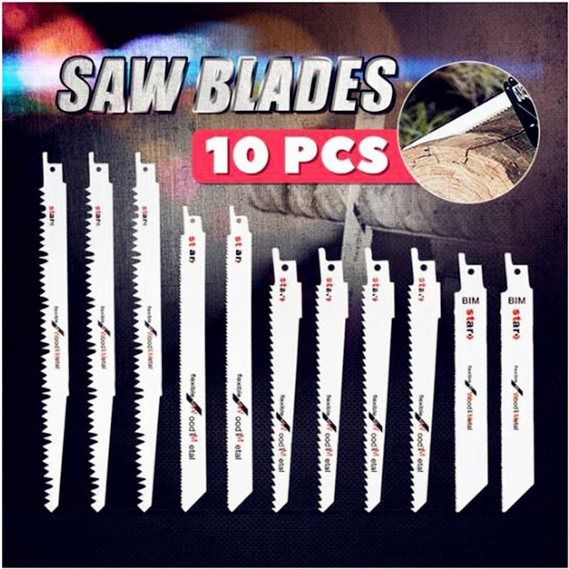 10Pcs High Speed Steel Wood Metal Reciprocating Saw Blades Pruning Kit SET (1)