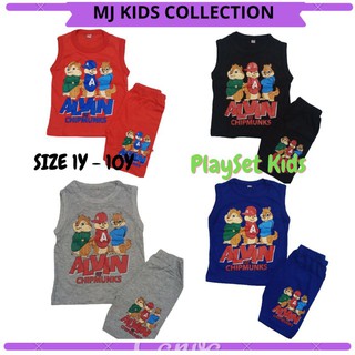 Pyjamas Kids Singlet Playset Kids Baju Siang Malam Baju Tidur Budak Cotton murah size [1 - 10 ]