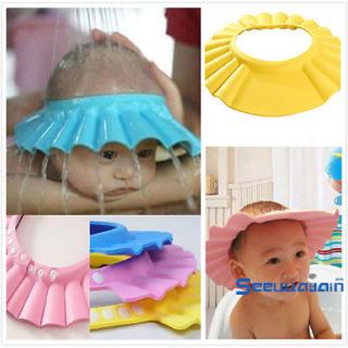❥☀✿SEE3 Colors Adjustable Baby Kids Shampoo Bath Bathing Shower Cap Hat with Ear Wash Hair Shield