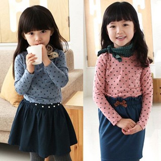 🌿🌿 Baby Kids Girl Long Sleeve Dots T-shirt Tops Tee Shirt Korean Style