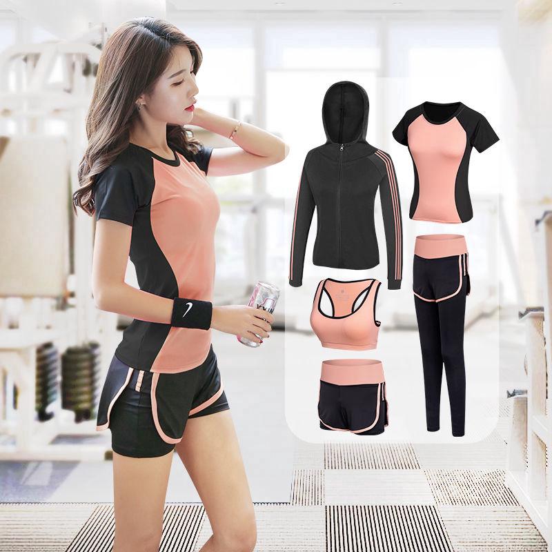 5-piece Set Yoga Clothing Female Suit Summer Gym Suit Sports Suit Female Quick-drying Professional Sportswear Running Suit Female