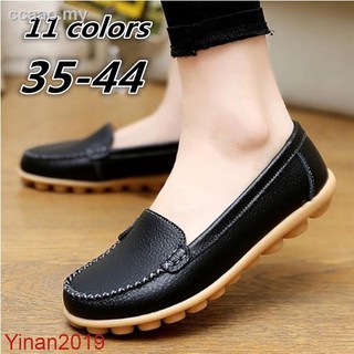 Yinan2019 new vintage women flats genuine leather shoes boat slip on