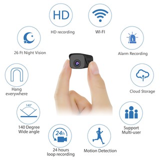 T9 Smallest surveillance camera, Mini WiFi wireless IP CCTV HD hidden spy camera nanny cam with 8m IR CUT night vision