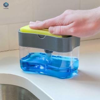 New Creative 2-in-1 Kitchen Tray Sponge Soap Dispenser Manual Press Liquid Soap Dispense/ Sponge Holder for Kitchen Tool/ Dish Washing Soap dispenser soap pump dish soap dispenser (1)