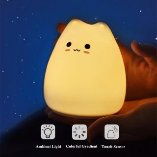 Led Night Lamp Desk Light Lampu Battery Powered Cute Cat 7 Colorl Soft Silicone Creative Lamp Sleepping Light For Baby Bedroom Luminar