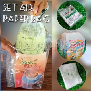 🔥100 Pcs🔥Set Paper Bag Air, Plastik Dalam & Luar